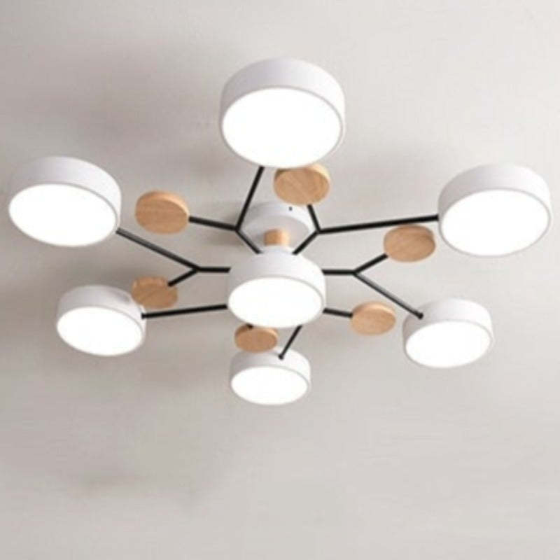 Sienna Ronde Moderne LED Plafondlampen Wit Grijs Groen Hout Metaal
