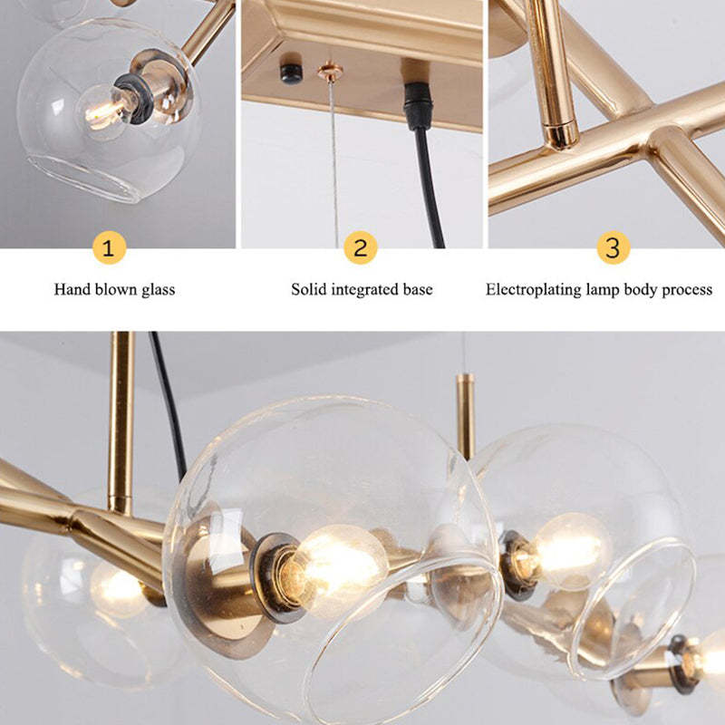 Valentina Ronde LED Hanglampen Zwart Goud Metaal Glas Woonkamer