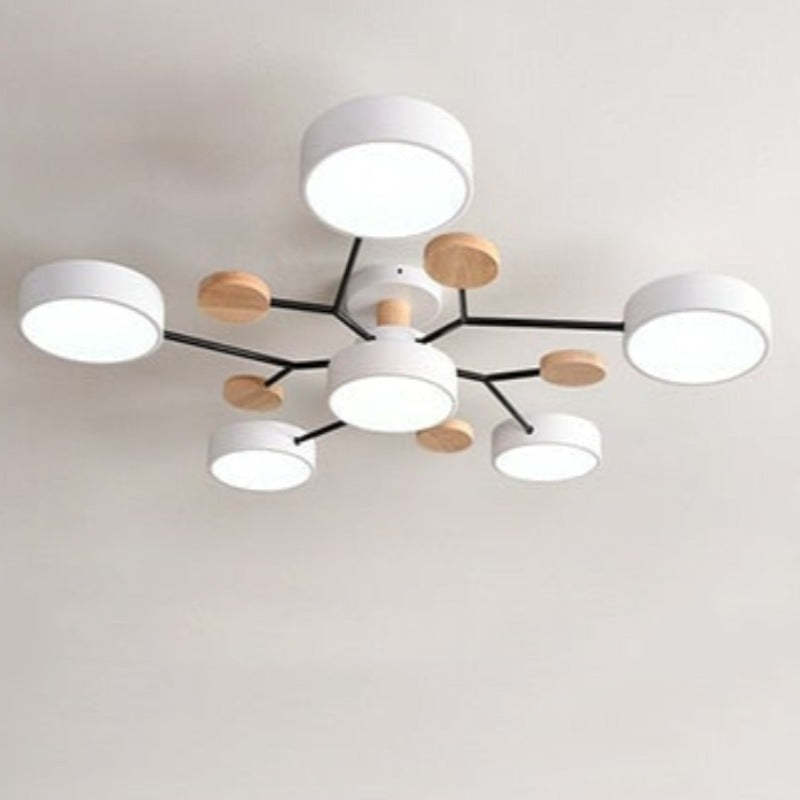 Sienna Ronde Moderne LED Plafondlampen Wit Grijs Groen Hout Metaal
