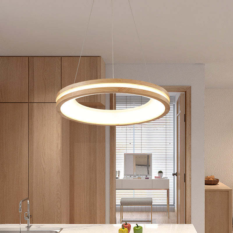 Ozawa Moderne Design Ronde LED Hanglampen Hout Woonkamer