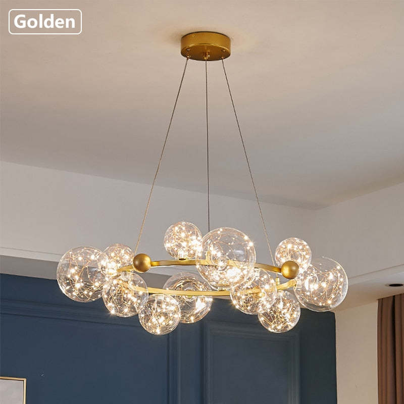Valentina Modern Cirkel Round Metaal Glas Hanglampens Woonkamer Slaapkamer