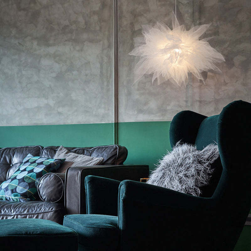 Bella Bloem LED Hanglampen Wit Metaal Stof Woonkamer Eetkamer