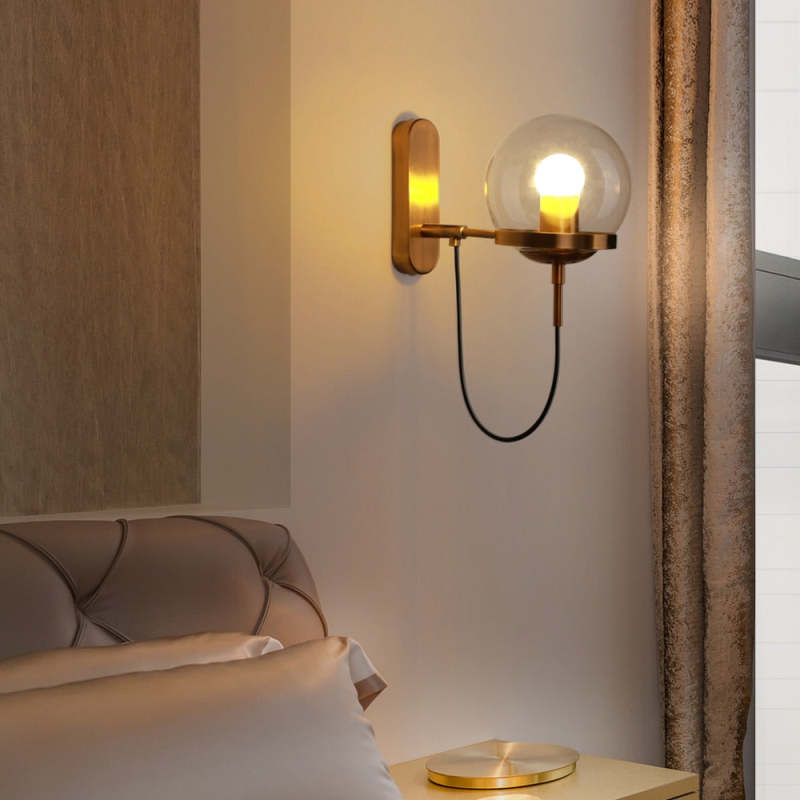 Alessio Retro Rustieke Glazen Design Wandlamp Zwart/Brons Woonk/Eetkamer