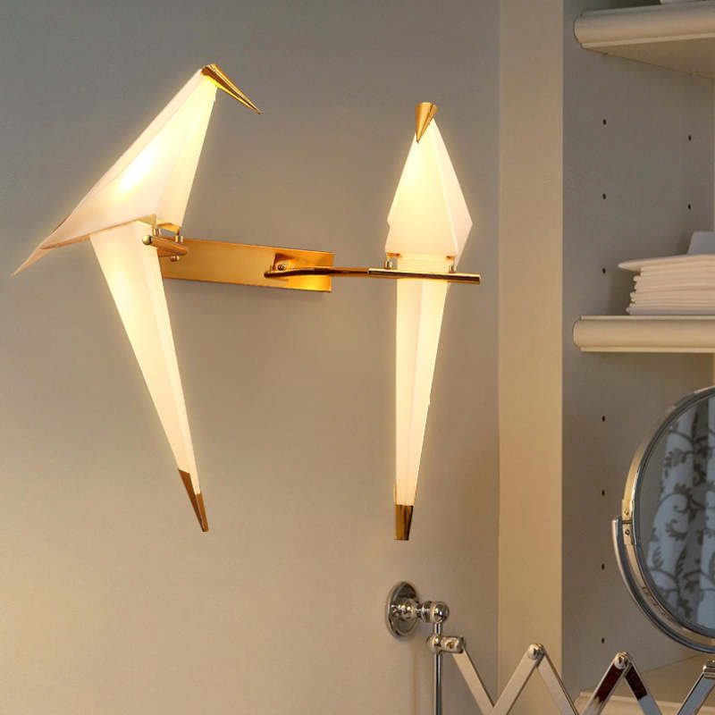 Clifford Art-Deco Vogel LED Wandlamp Wit Metaal/Acryl Slaapkamer