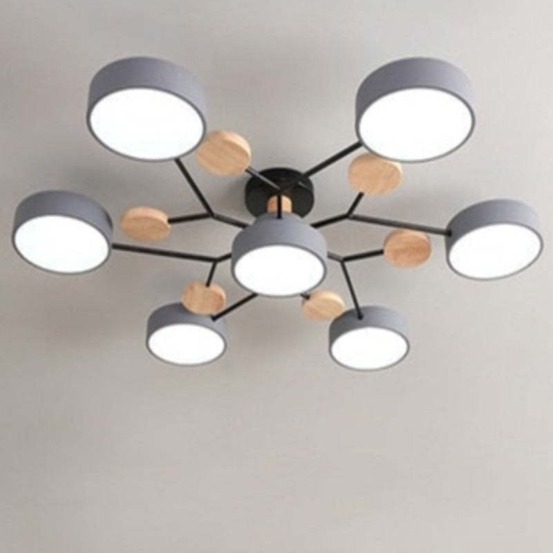 Sienna Ronde Moderne LED Plafondlampen Wit Grijs Groen Hout Metaal