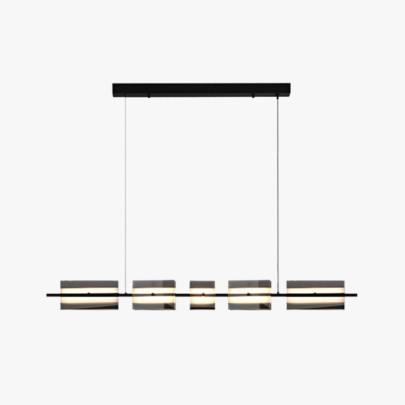 Evette Moderne Scandinavische Lineaire Metaal/Glas Hanglamp Messing/Zwart Eetkamer