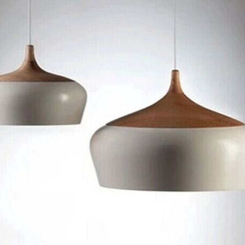 Nazifa Ronde LED Hanglampen Zwart Wit Metaal Hout Eetkamer Slaapkamer