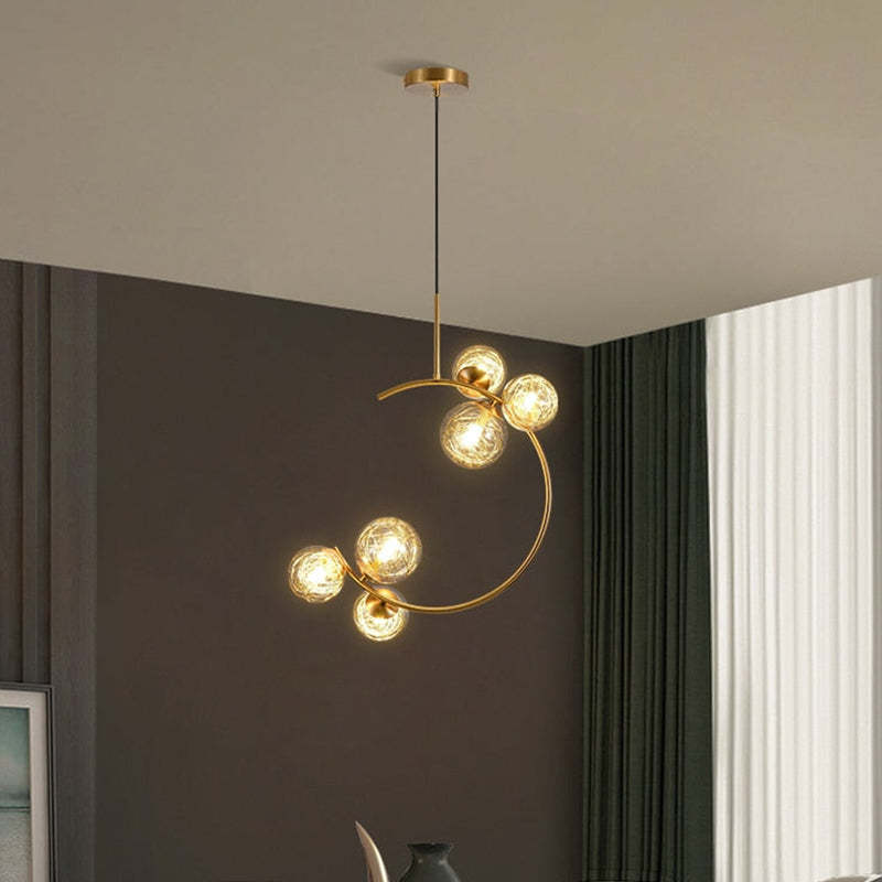 Valentina Moderne Bubble Moon Hanglampen Goud Metaal Glas Slaapkamer