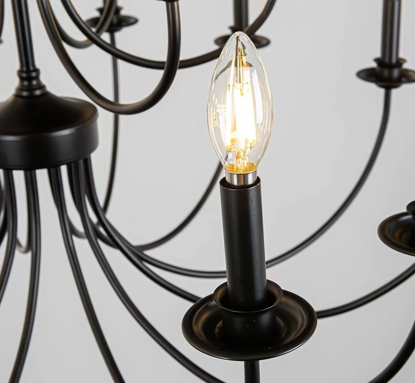 Silva Retro LED Kroonluchter Zwart Metaal Slaapkamer/ Woonkamer/Keuken