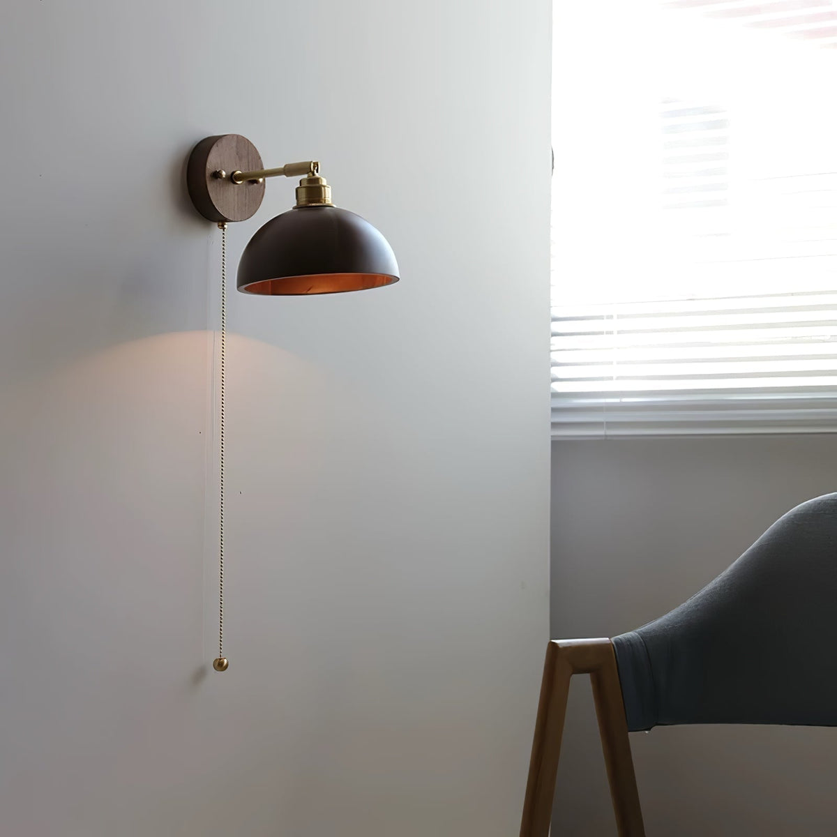 Arsole Traditionele Elegante wandlamp met Trekkoord in messing