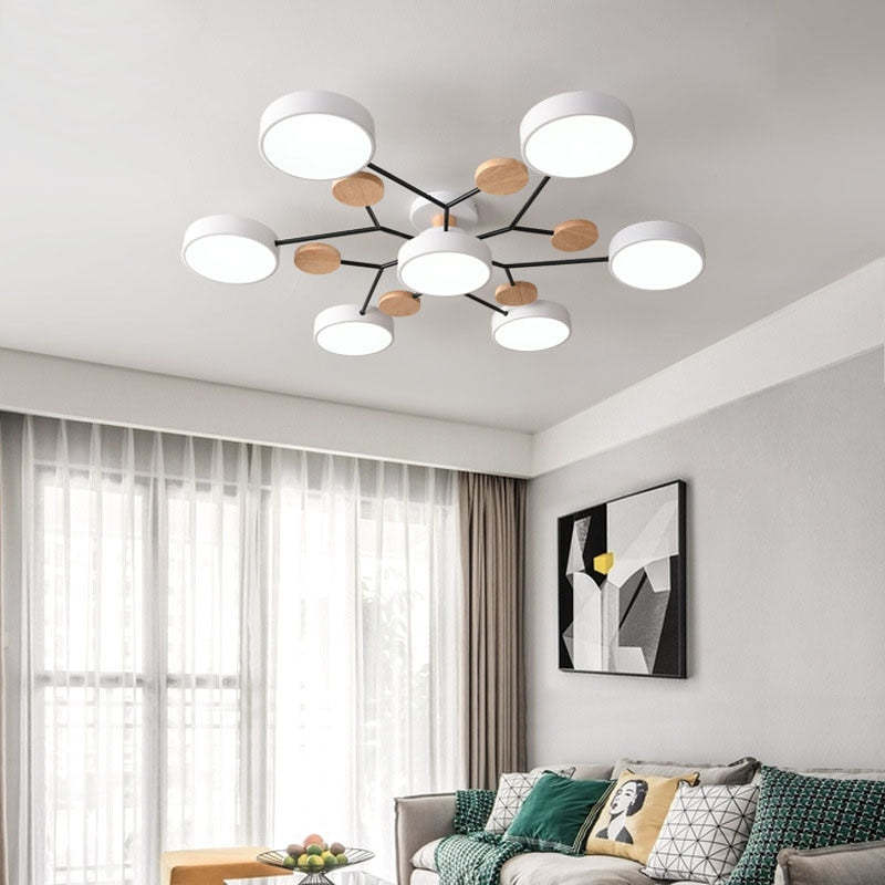 Sienna Ronde Moderne LED Plafondlampen Wit Grijs Groen Hout Metaal