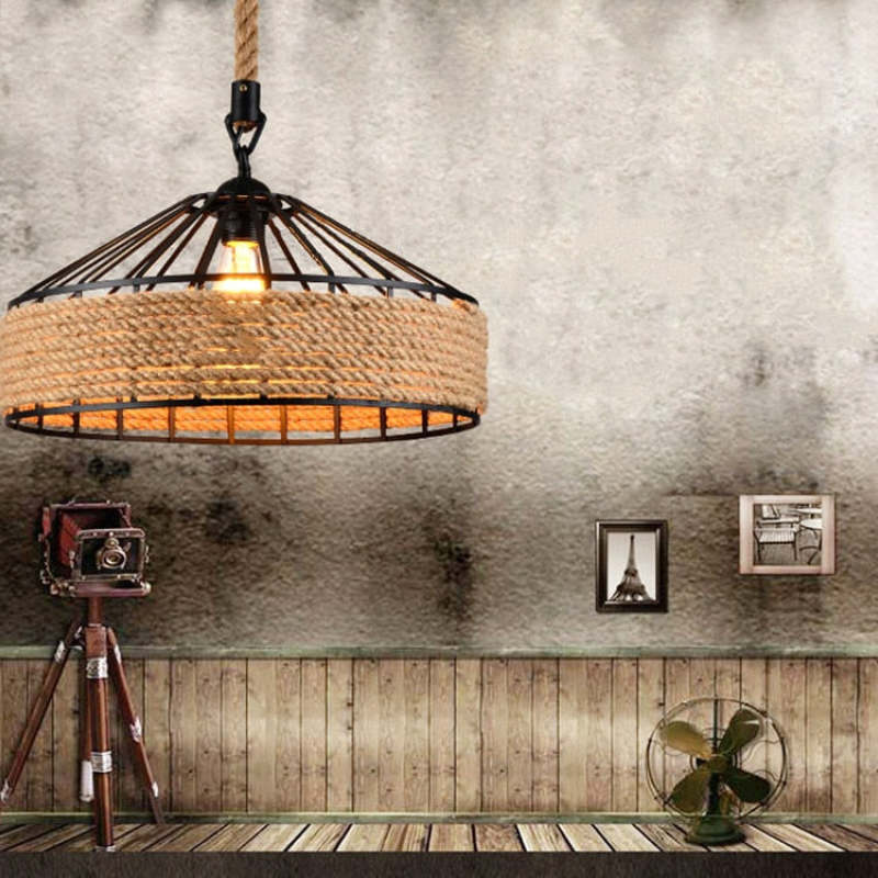 Alessio Retro LED Hanglampen Bruin Metaal Touw Eetkamer Slaapkamer