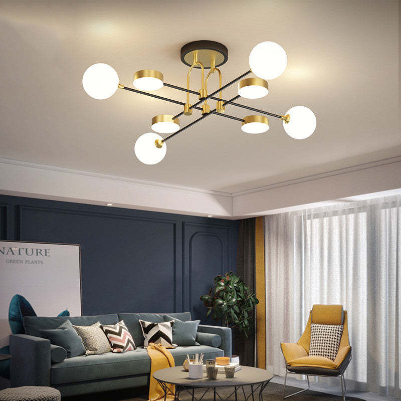 Valentina Industrial Moderne LED Plafondlamp Goud Metaal Glas Woonkamer