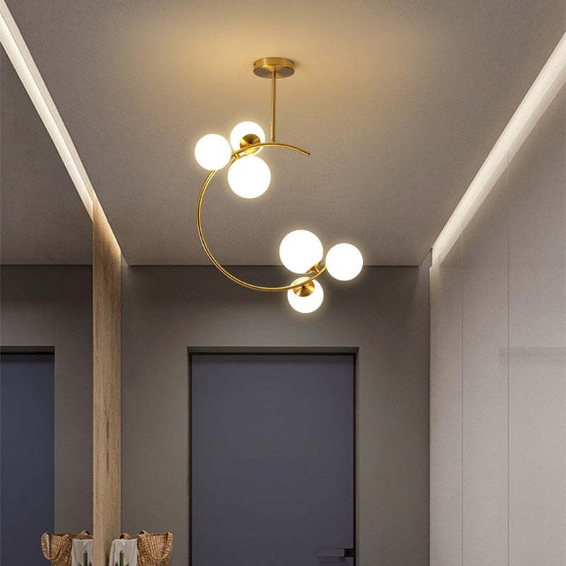 Valentina Moderne Bubble Moon Hanglampen Goud Metaal Glas Slaapkamer