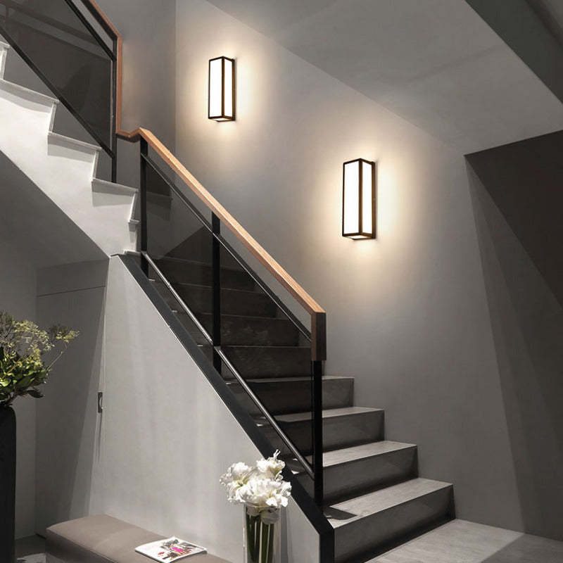 Orr Retro LED Wandlampen Zwart Metaal Acryl Tuin Hal Buiten