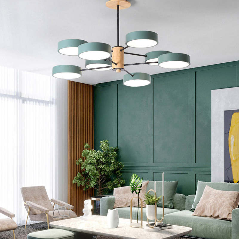 Sienna  Art Deco Hanglampen Wit Groen Grijs Metaal Hout Woonkamer