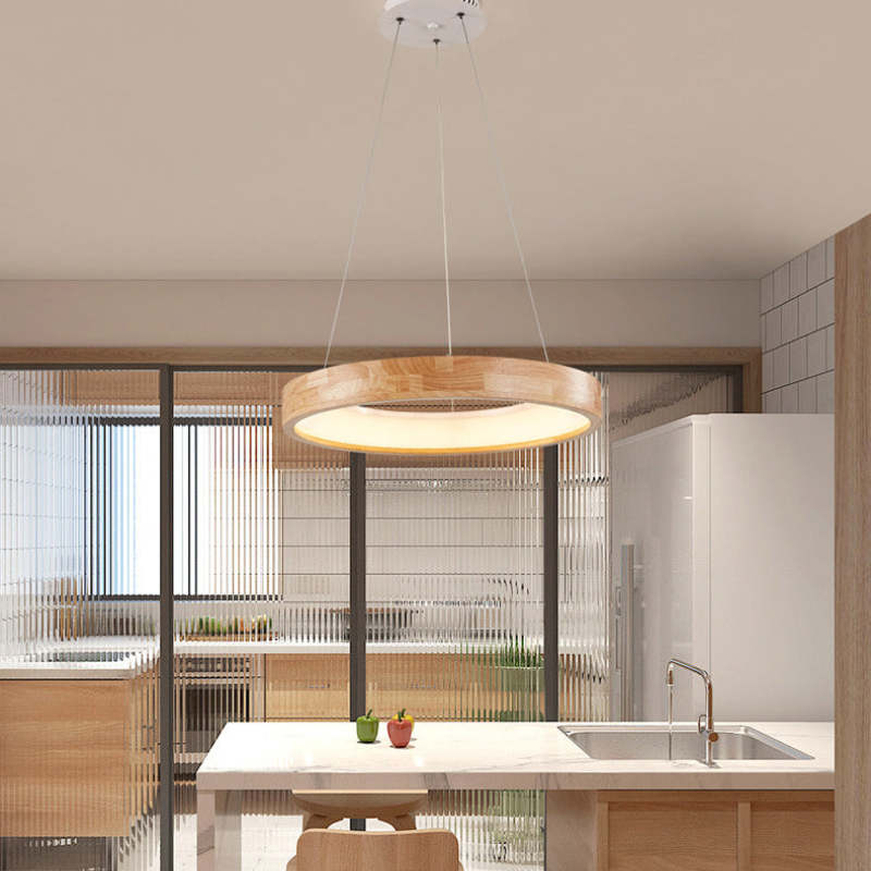 Ozawa Moderne Design Ronde LED Hanglampen Hout Woonkamer