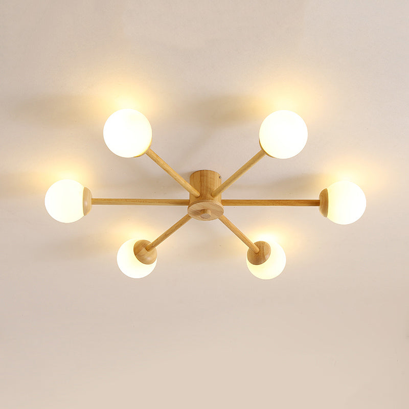 Ozawa Moderne Plafondlampen Hout Glas Woonkamer Slaapkamer Eetkamer