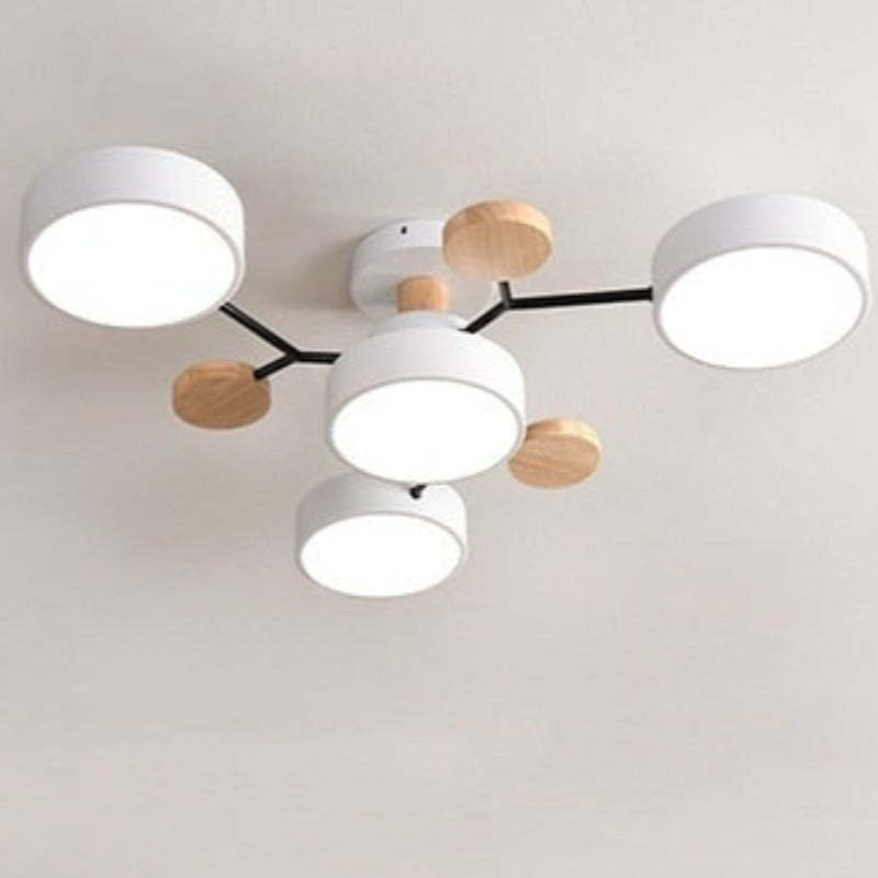 Sienna Ronde Moderne LED Plafondlampen Wit Grijs Groen Hout Metaal