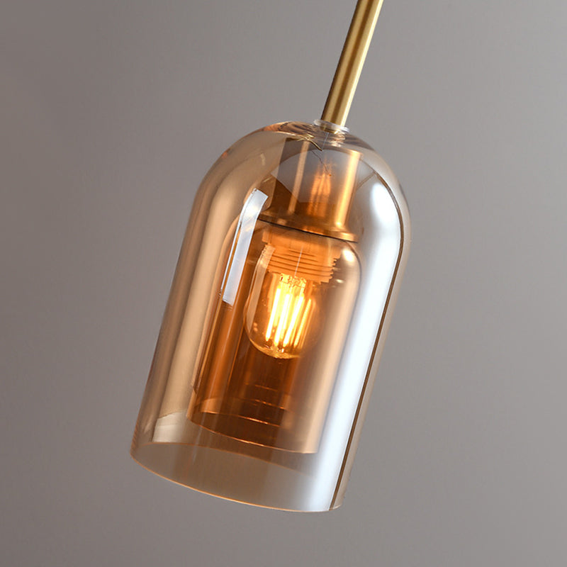 Sanna Vintage LED Plafondlamp Rookgrijs Cognac Metaal Glas Slaapkamer Woonkamer