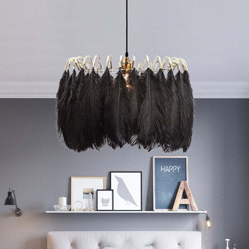 O'Moore Moderne Crown Shaped Hanglampen Zwart/Wit Metaal Veren Slaapkamer
