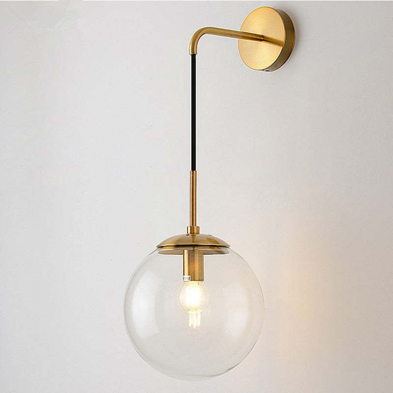 Valentina Moderne Single Hoofd LED Wandlampen Zwart Goud Metaal Glas Slaapkamer