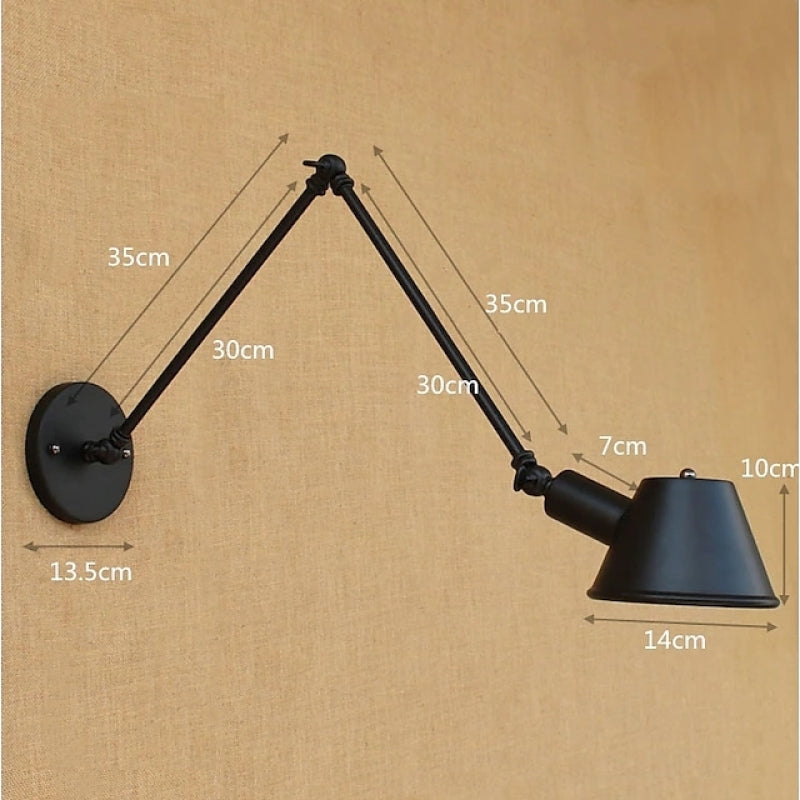 Brady Retro Design LED Wandlampen Zwart Metaal Slaapkamer Woonkamer