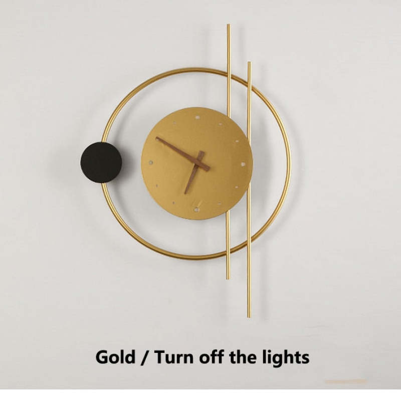 Nielsen Moderne Klok LED Wandlamp Zwart/Goud Metaal/Acryl Slaap/Eet/Woonkamer