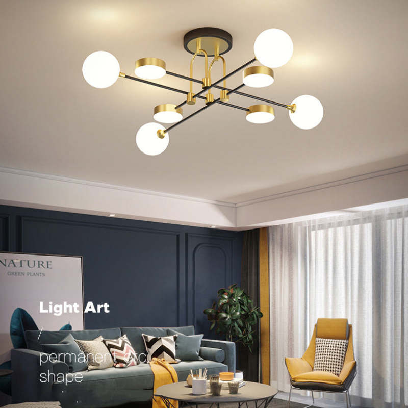 Valentina Industrial Moderne LED Plafondlamp Goud Metaal Glas Woonkamer