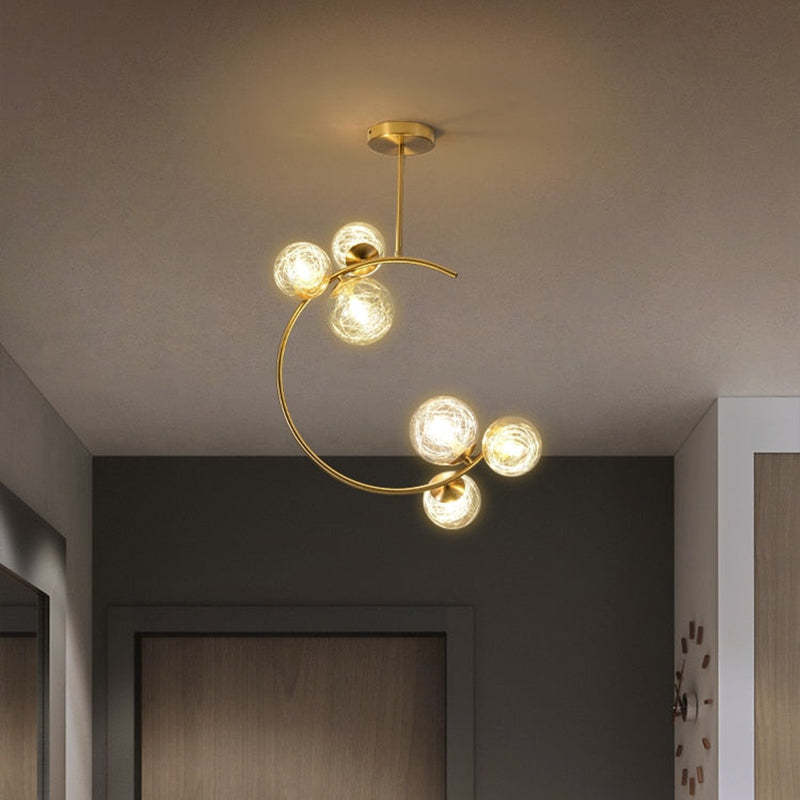 Valentina Moderne Bubble Moon Hanglampen Goud Metaal Glas Slaapkamer