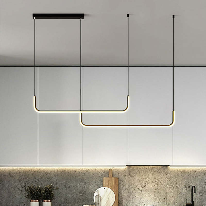 Edge Design Lijn LED Hanglamp Zwart/Goud Metaal/Silicone Slaap/Eet/Woonkamer