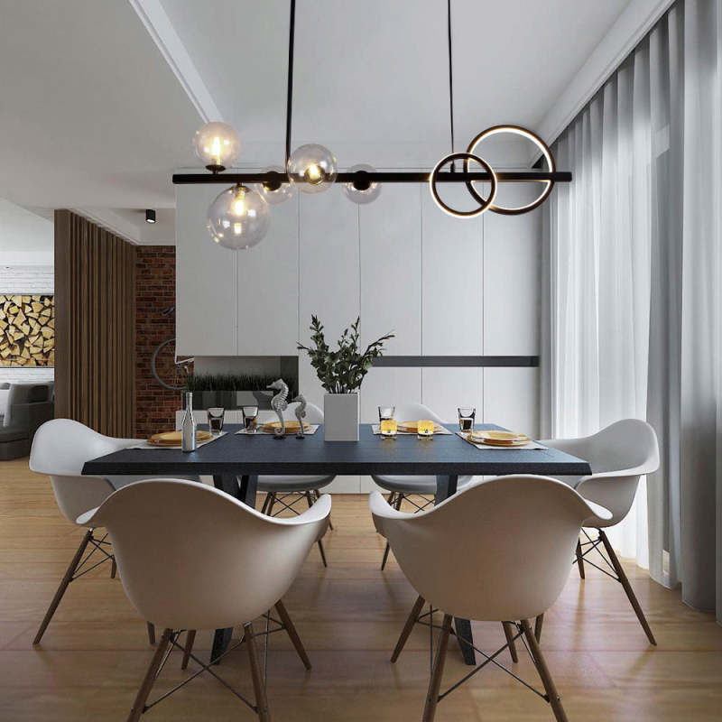 Valentina Vintage LED Hanglampen Zwart Gouden Glas Metaal Woonkamer