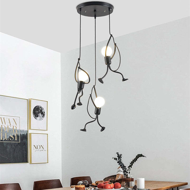 Salgado Retro Design Man LED Hanglamp Metaal Zwart/Wit Slaap/Woon/Eetkamer
