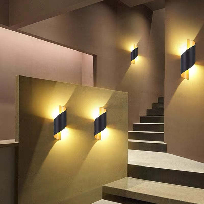 Orr Binnen Waterbestendig Metaal Spiraal Led Wandlampen Zwart Goud Tuin