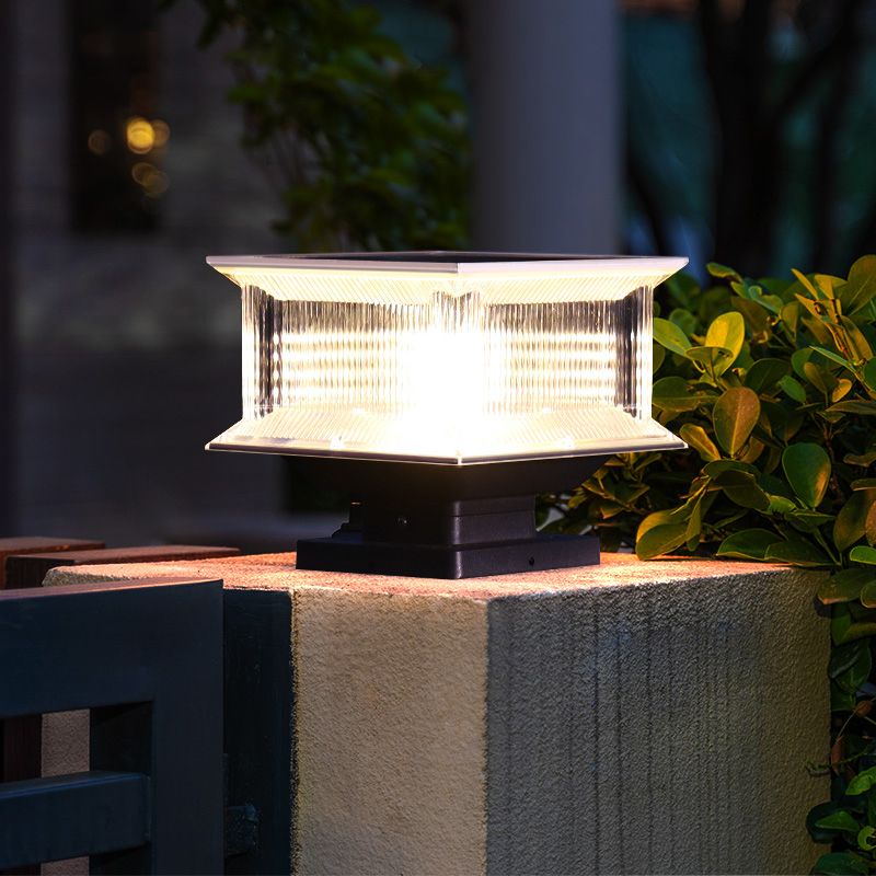 Riley Moderne LED Kubus Buitenlamp Zonne Metaal/Acryl Zwart Tuin/Stoeprand/Balkon