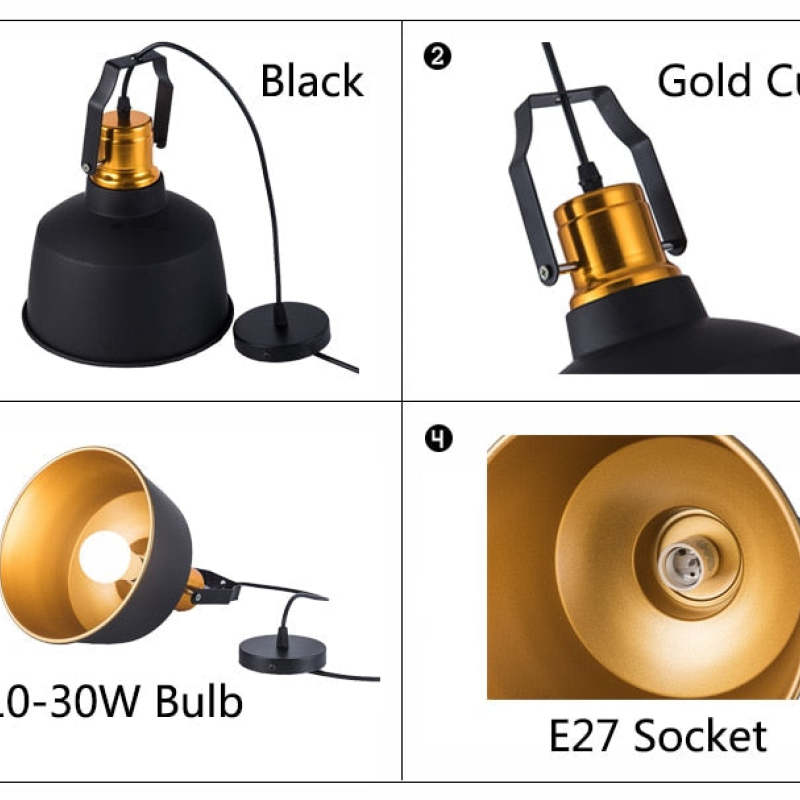 Alessio Industriele LED Hanglamp Zwart Goud Metaal Eetkamer Slaapkamer