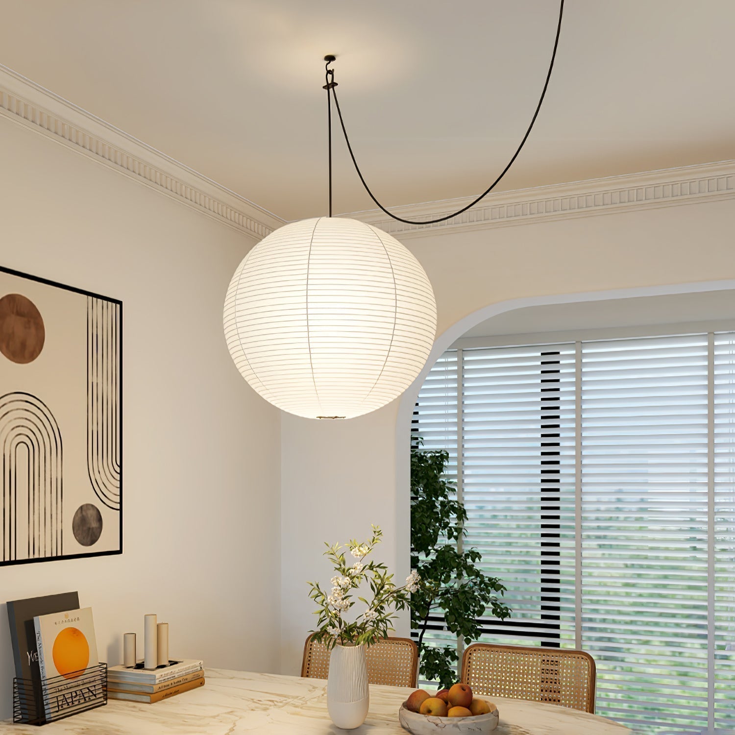 Ritta Wabi-sabi Globe Metaal Papier LED Hanglampen Woonkamer Slaapkamer