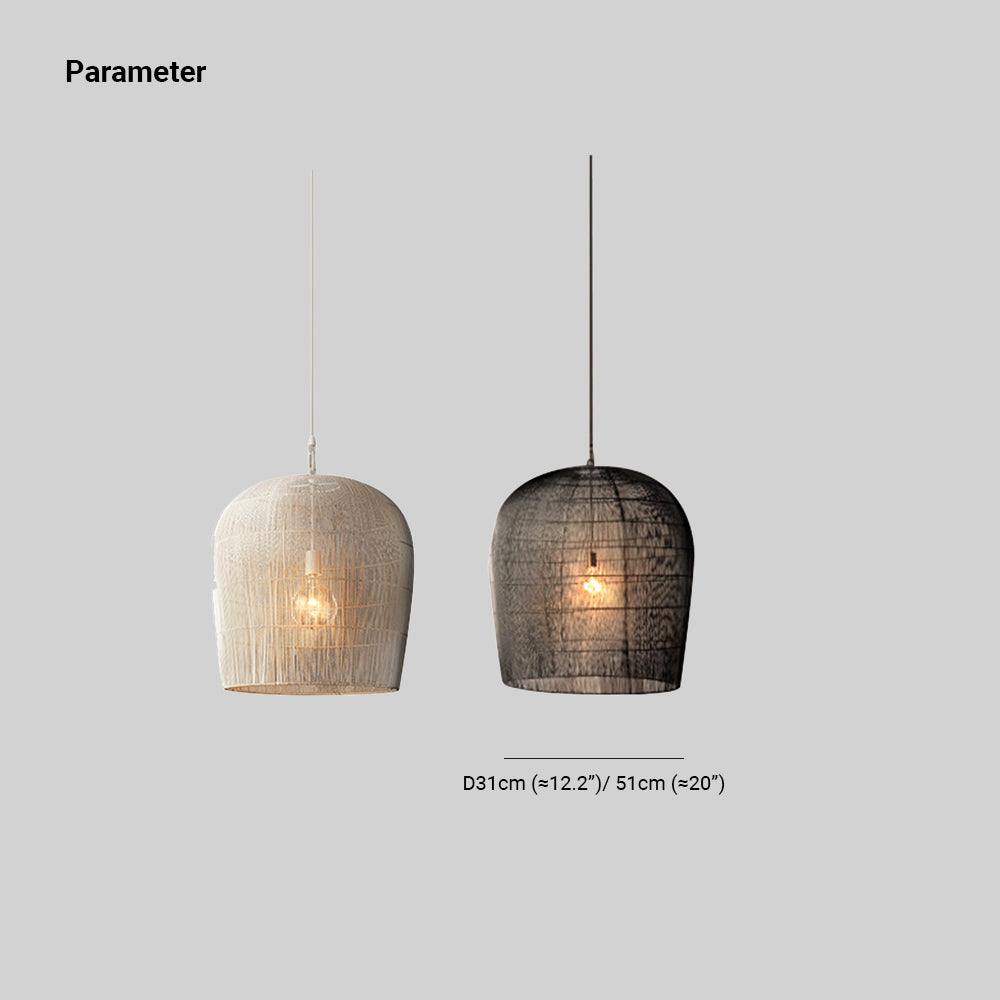 Ritta Ronde LED Hanglamp Zwart Wit Metaal Rotan Eetkamer Slaapkamer