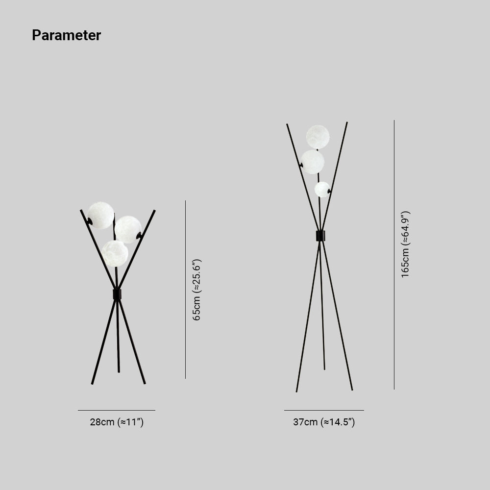 Valentina Driepoot Vloerlamp/Tafellamp Zwart Metaal  PLA Woonkamer/Slaapkamer