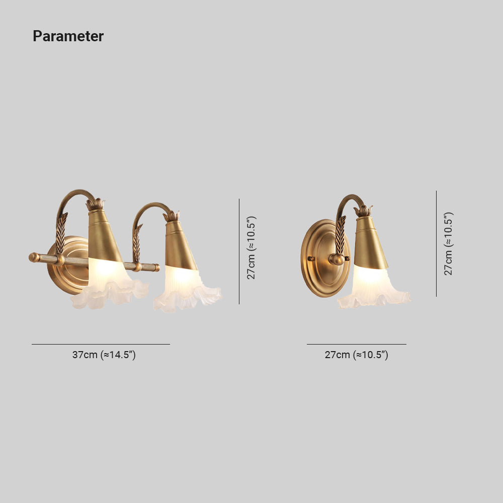 Félicie Retro Bloem Wandlamp Goud Metaal/Glas Woonkamer Slaapkamer