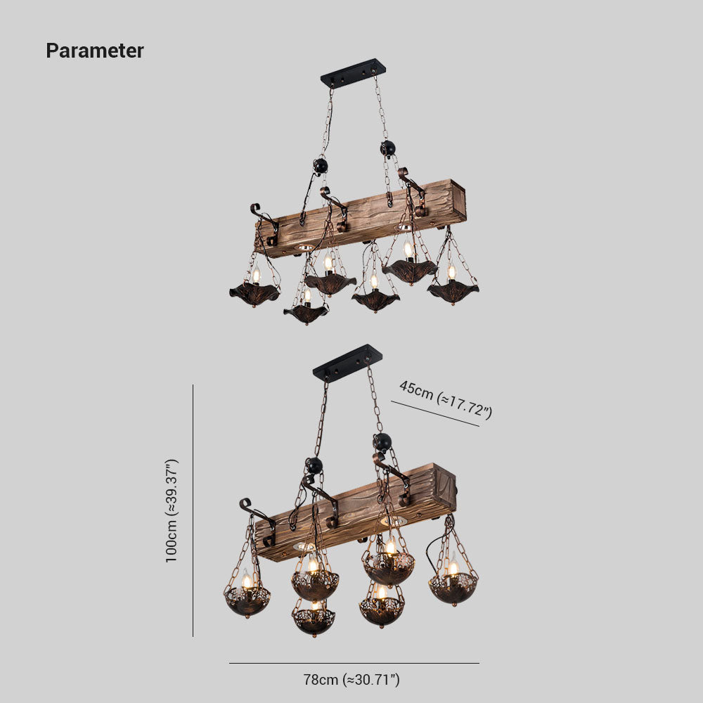 Austin Industrial Metal/Wood Pendant Light, Bronze