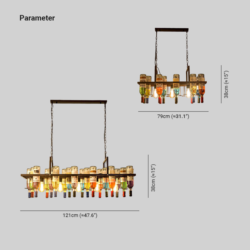 Hailie Art-Deco Wijnfles Glas Hanglamp Roest