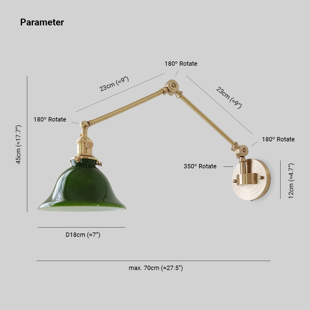 Brady Vintage Design LED Wandlamp Groen Wit Glas Metaal Eetkamer