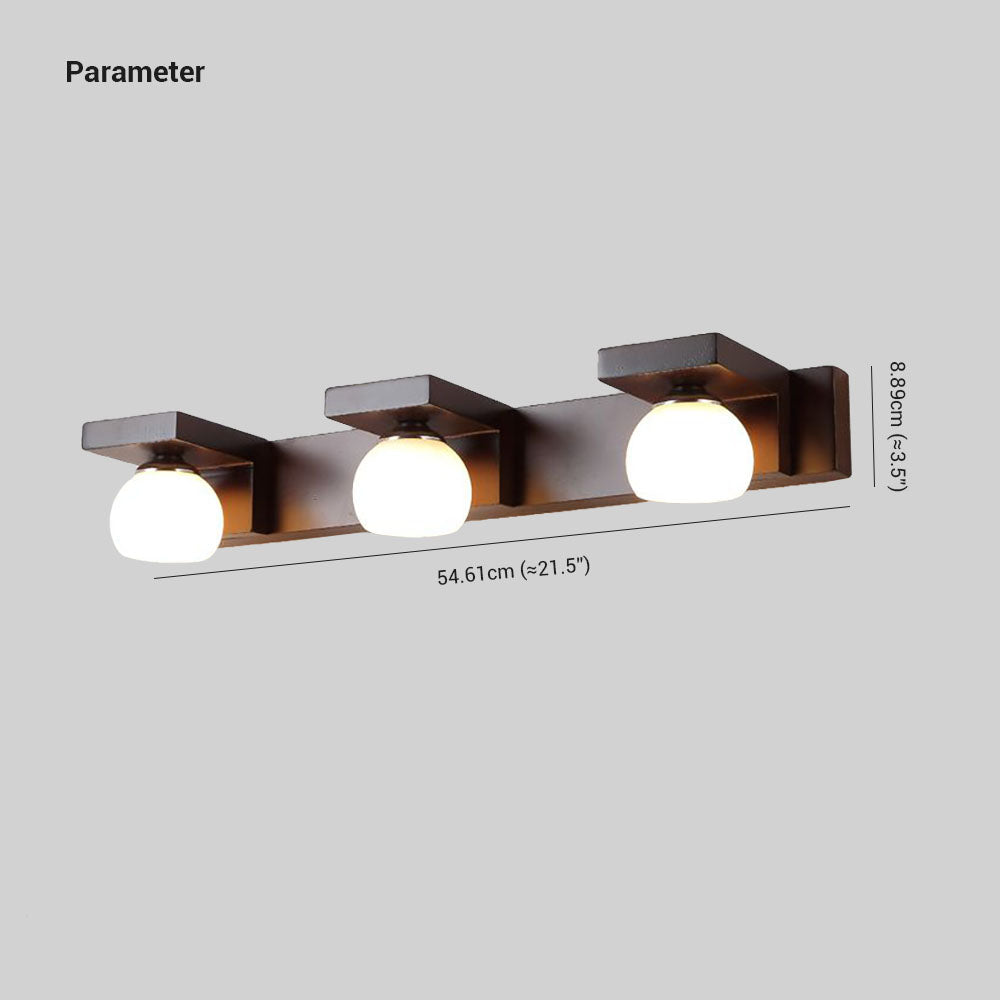 Ozawa Vintage Design LED Spiegel Front Wastafel Wandlamp Hout/Glas Bruin Eetkamer/Woonkamer
