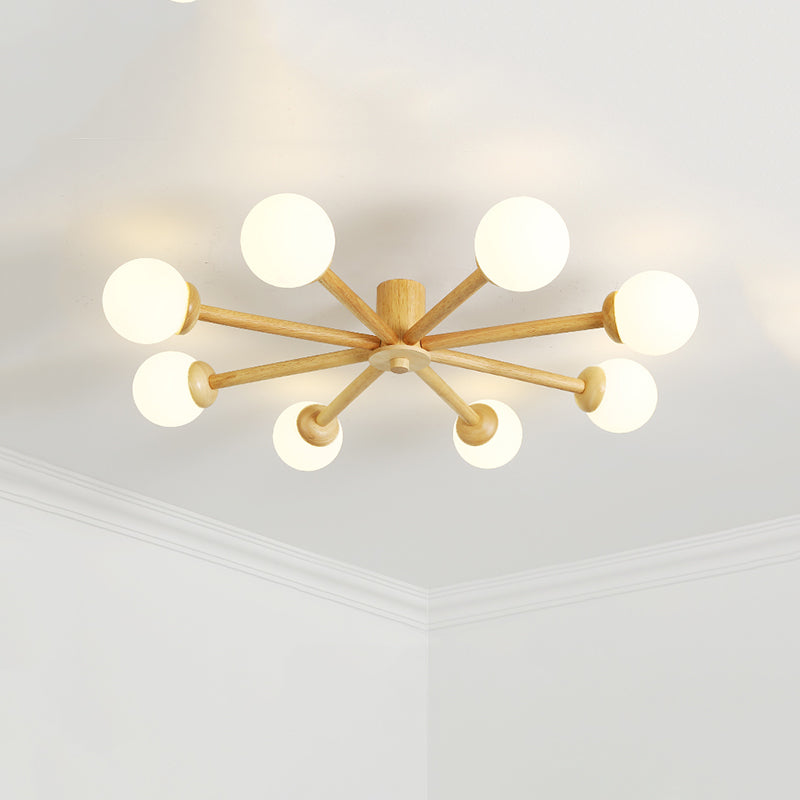 Ozawa Moderne Plafondlampen Hout Glas Woonkamer Slaapkamer Eetkamer