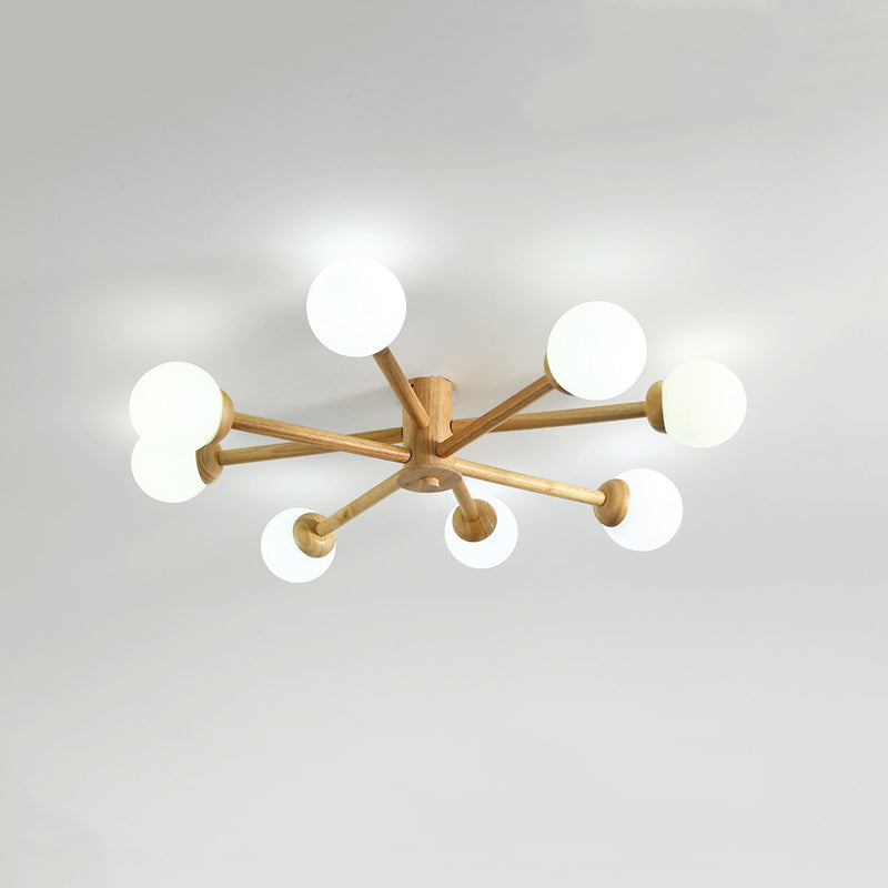 Ozawa Moderne Plafondlampen Hout Glas Woonkamer Slaapkamer Eetkamer