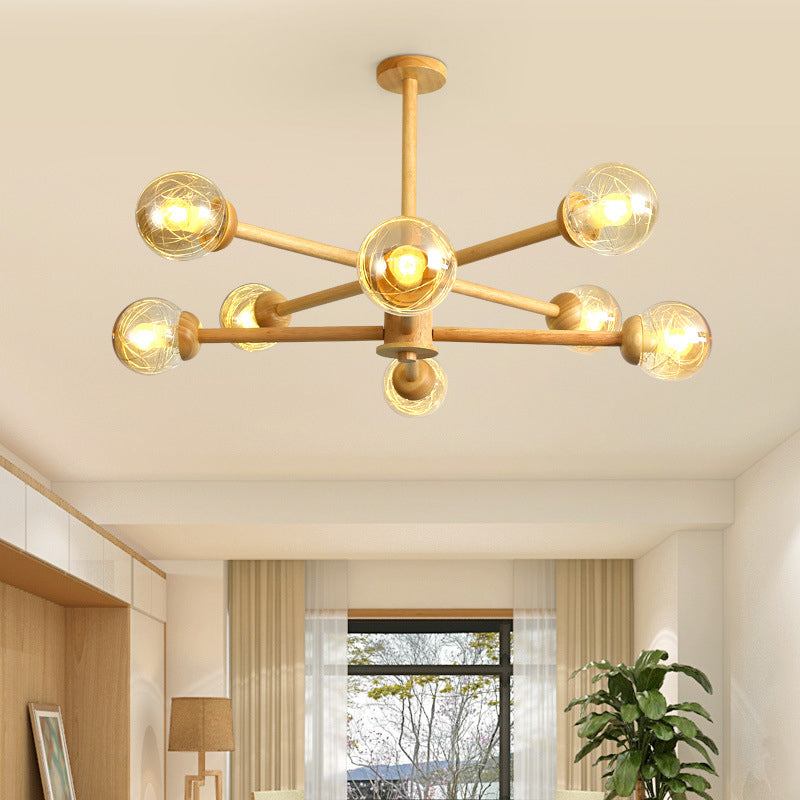 Ozawa Moderne Bubbel Hanglampen Hout Glas Woonkamer Slaapkamer Eetkamer