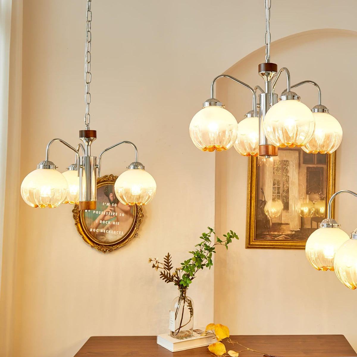 Ulliria Noordse kunst bloem walnoot glas kroonluchter
