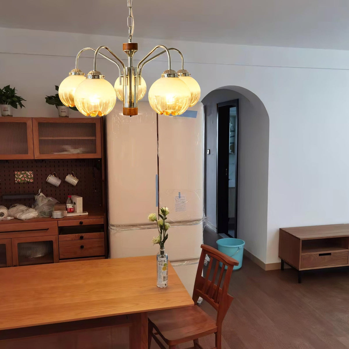 Ulliria Noordse kunst bloem walnoot glas kroonluchter