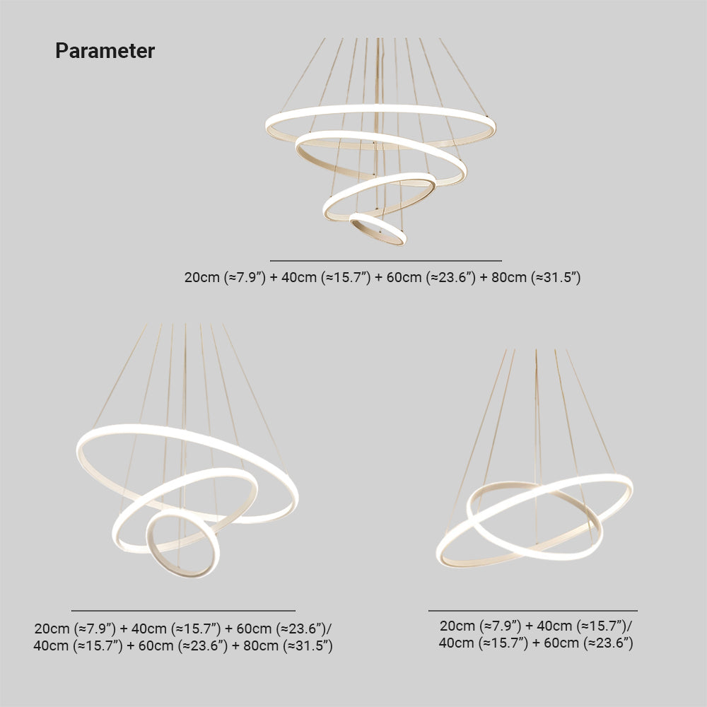 Arisha Moderne LED Hanglampen Wit Buitenste Verlicht 2/3/4 Ringen